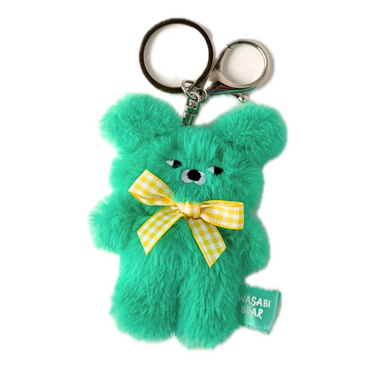 Side-Eye Wasabi Bear Bright Green Plush Bag Charm Keychain